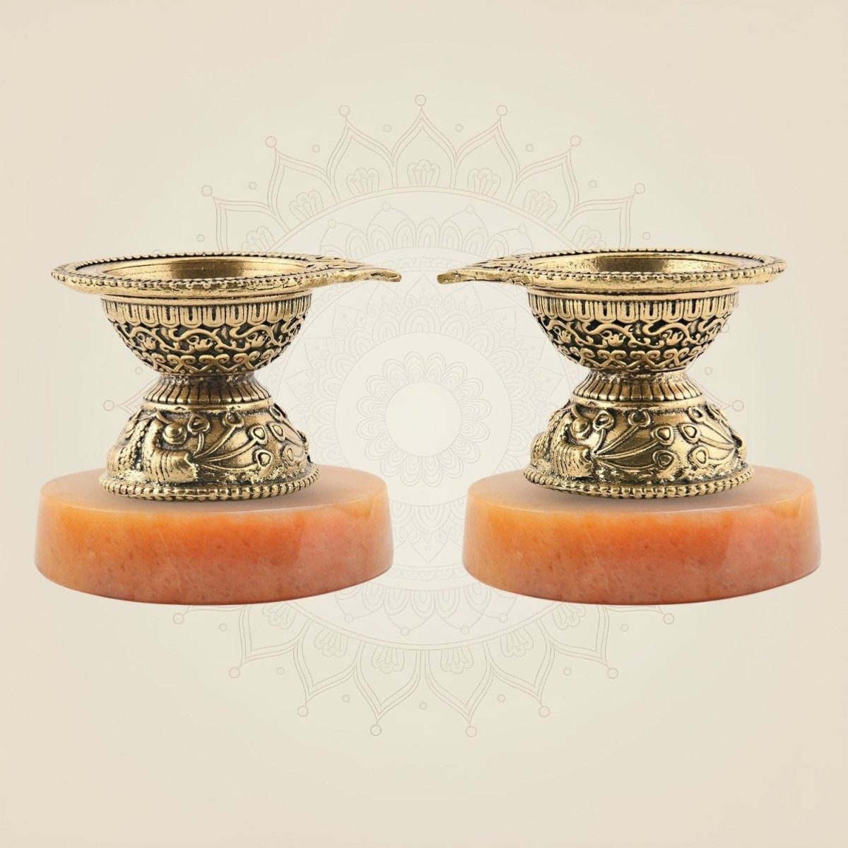 Brass Mini Diya with stone base