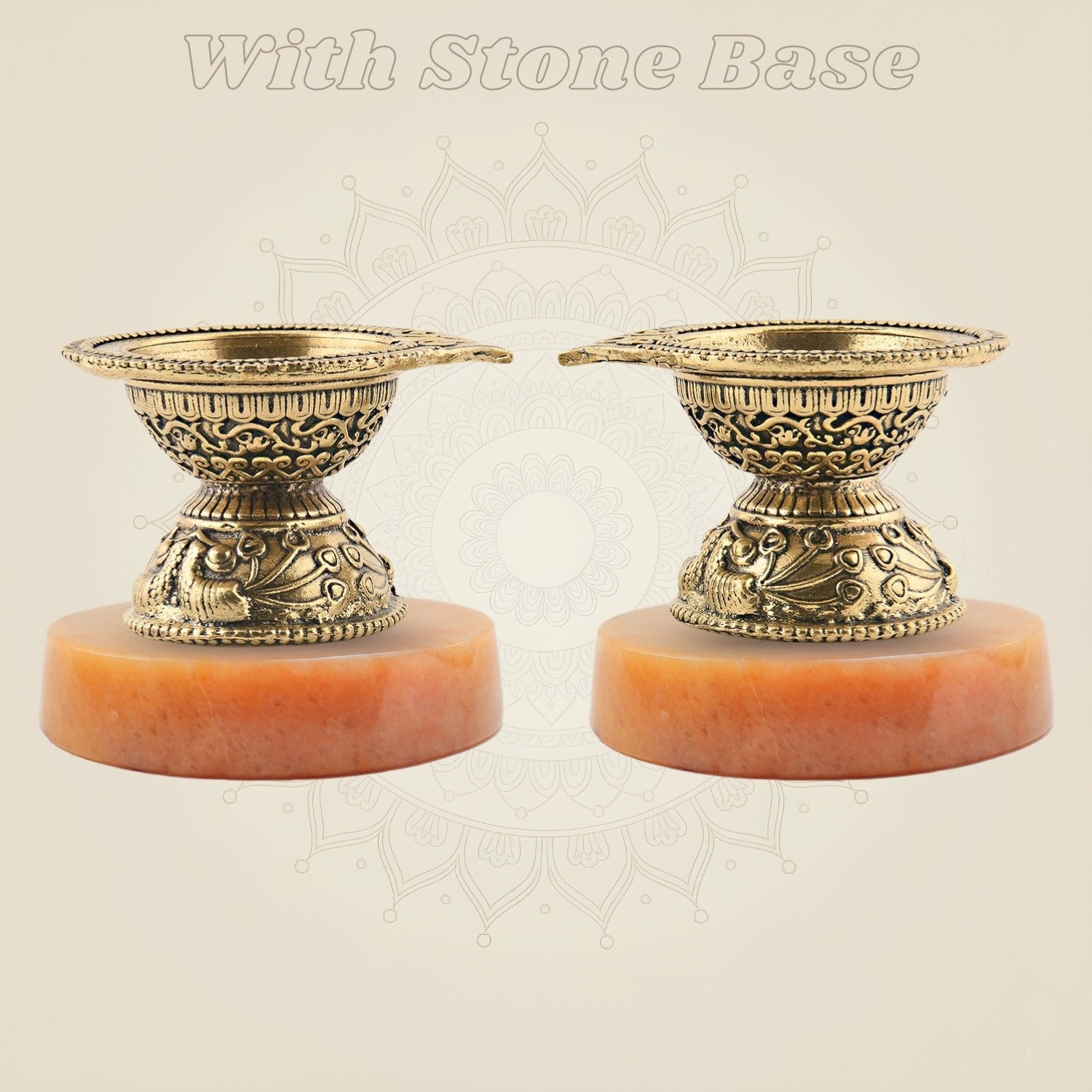 Brass Mini Diya with stone base