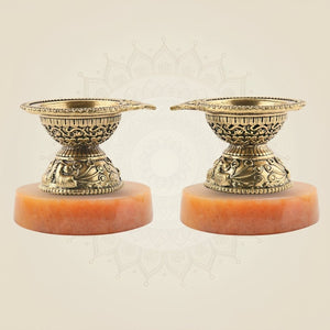 Brass Mini Diya with stone base