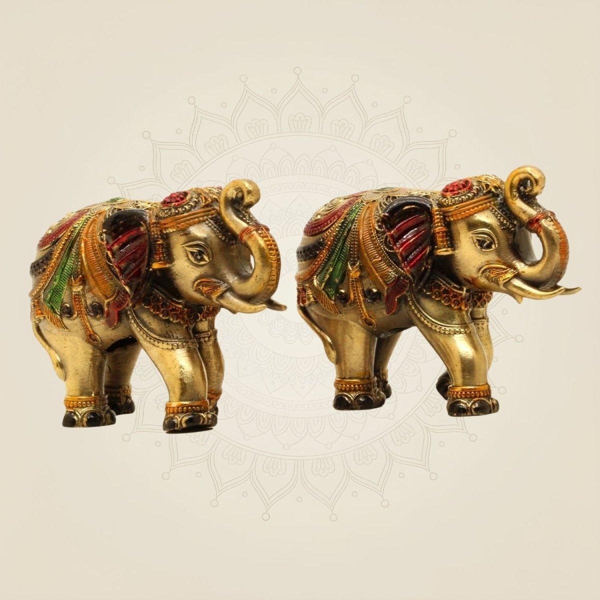 Brass Mini Elephant Pair 3" Artisan – Handcrafted Decor & Vastu Showpiece - Luxeartisanship