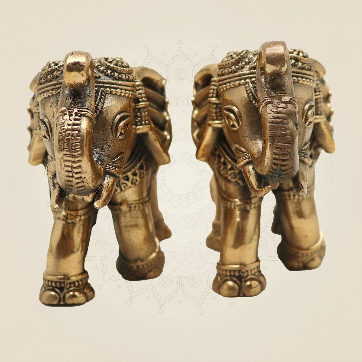 Brass Mini Elephant Pair 3" Artisan – Handcrafted Decor & Vastu Showpiece - Luxeartisanship