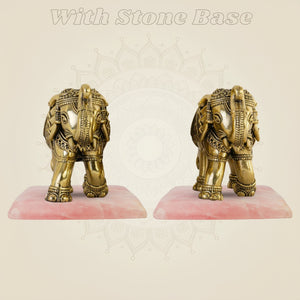 Brass Mini Elephant Pair 3" Artisan – Handcrafted Decor & Vastu Showpiece - Luxeartisanship