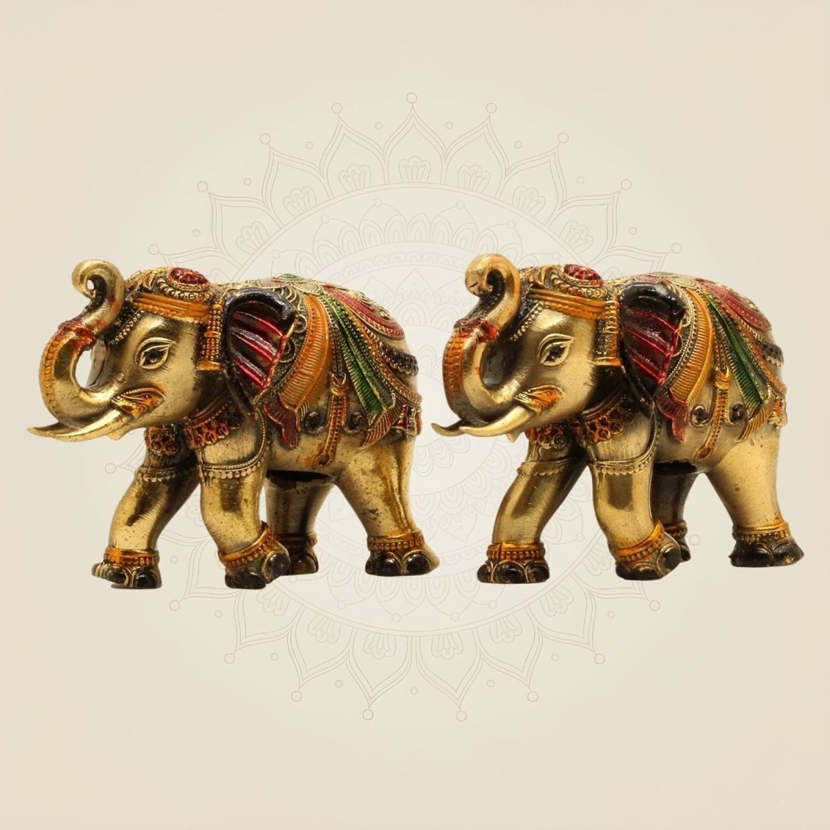 Brass Mini Elephant Pair 3" Artisan – Handcrafted Decor & Vastu Showpiece - Luxeartisanship