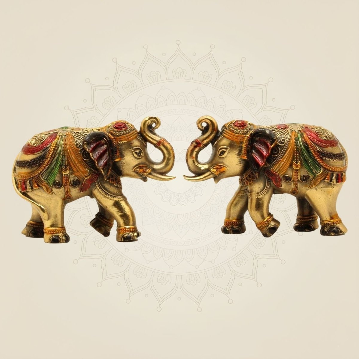 Brass Mini Elephant Pair 3" Artisan – Handcrafted Decor & Vastu Showpiece - Luxeartisanship