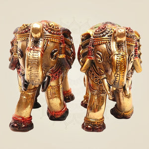Brass Mini Elephant Pair 3" Artisan – Handcrafted Decor & Vastu Showpiece - Luxeartisanship