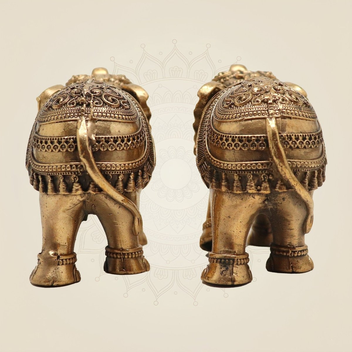 Brass Mini Elephant Pair 3" Artisan – Handcrafted Decor & Vastu Showpiece - Luxeartisanship