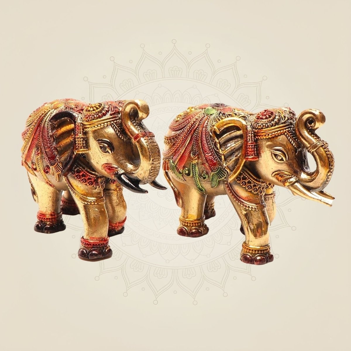 Brass Mini Elephant Pair 3" Artisan – Handcrafted Decor & Vastu Showpiece - Luxeartisanship