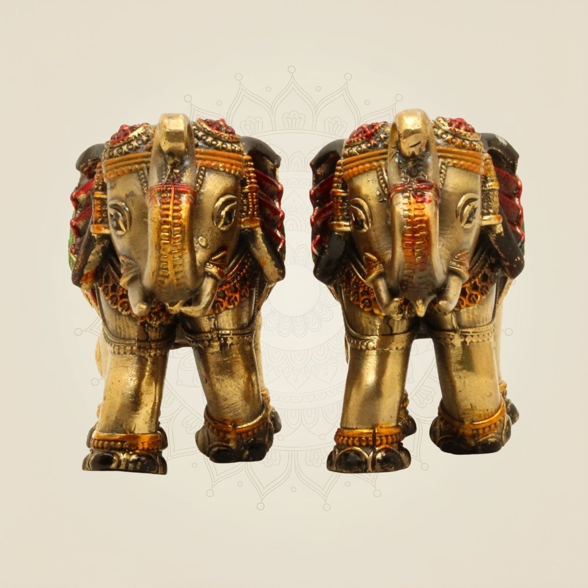 Brass Mini Elephant Pair 3" Artisan – Handcrafted Decor & Vastu Showpiece - Luxeartisanship