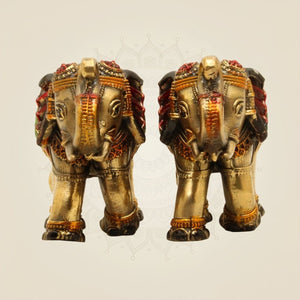 Brass Mini Elephant Pair 3" Artisan – Handcrafted Decor & Vastu Showpiece - Luxeartisanship