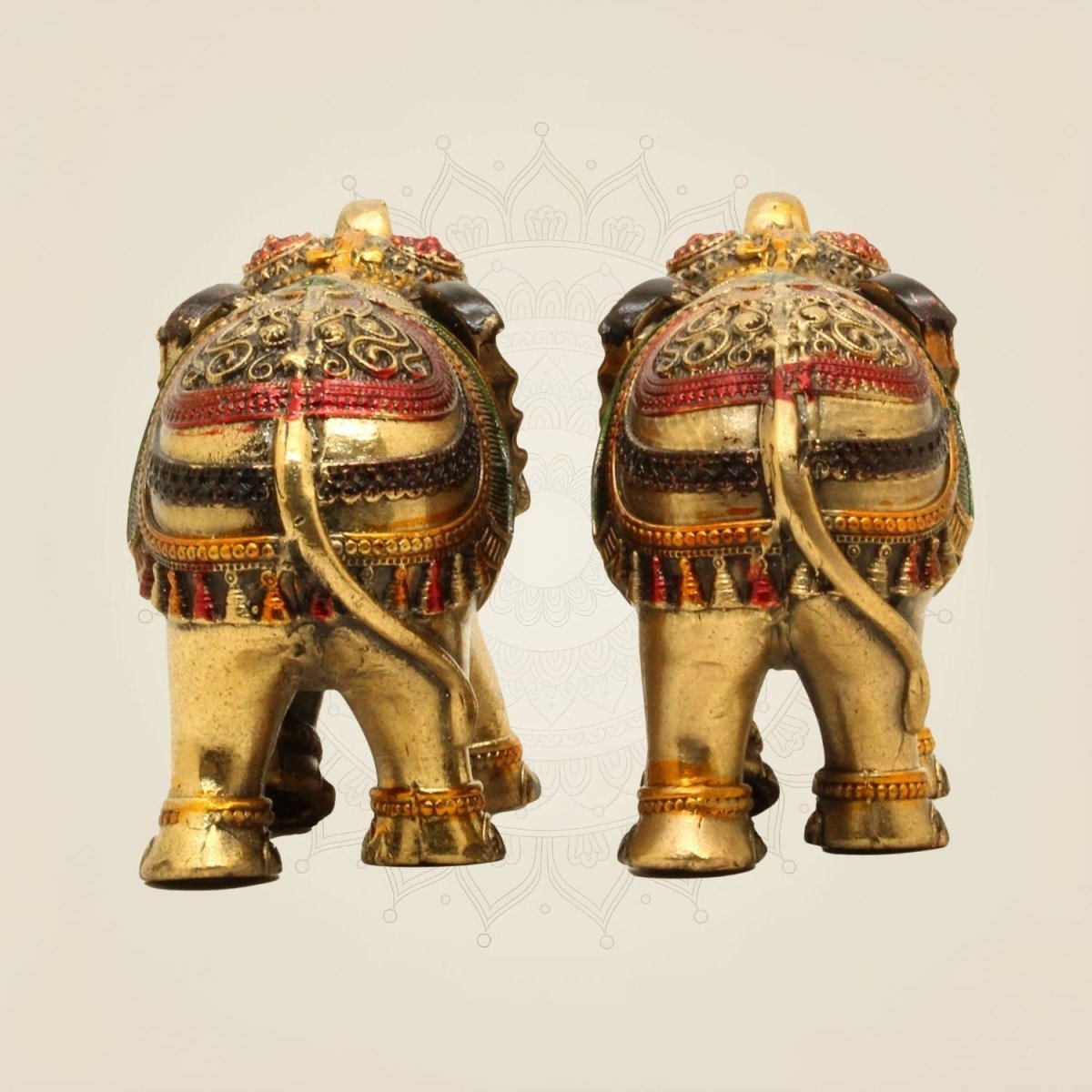 Brass Mini Elephant Pair 3" Artisan – Handcrafted Decor & Vastu Showpiece - Luxeartisanship