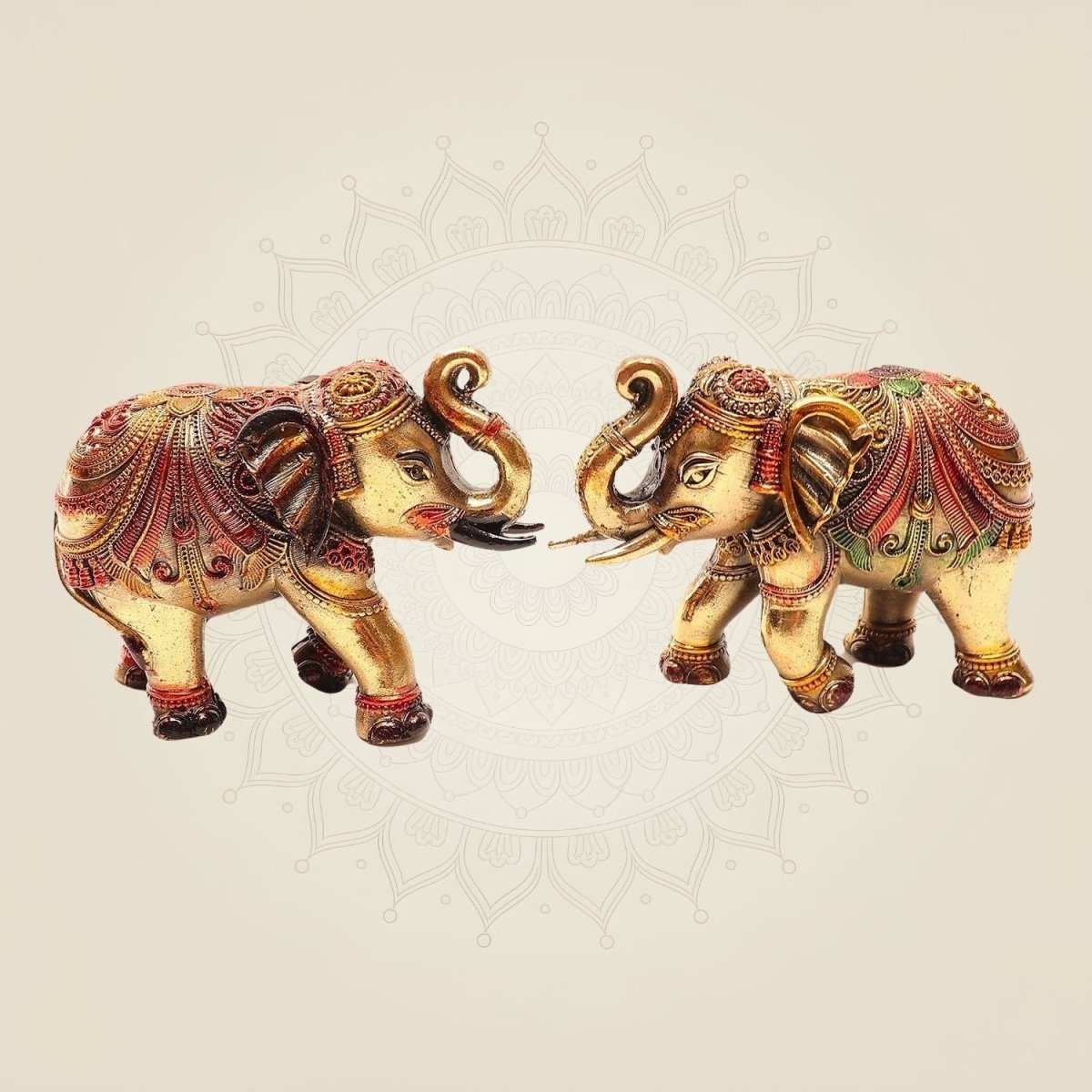 Brass Mini Elephant Pair 3" Artisan – Handcrafted Decor & Vastu Showpiece - Luxeartisanship
