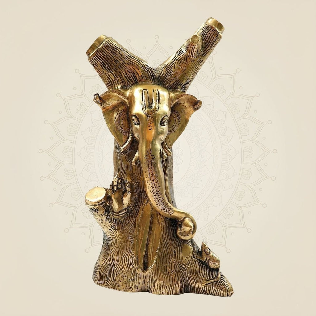Picture of Modern Art Brass Ganesh Idol – Tree Style Decorative Ganpati