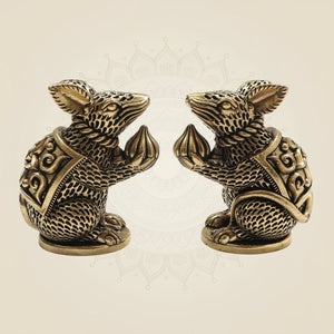 Brass Mushak Pair 3"– Sacred Companion for Ganesh Worship - Luxeartisanship
