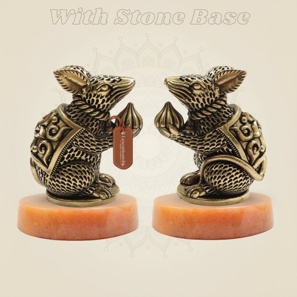 Brass Mushak Pair 3"– Sacred Companion for Ganesh Worship - Luxeartisanship
