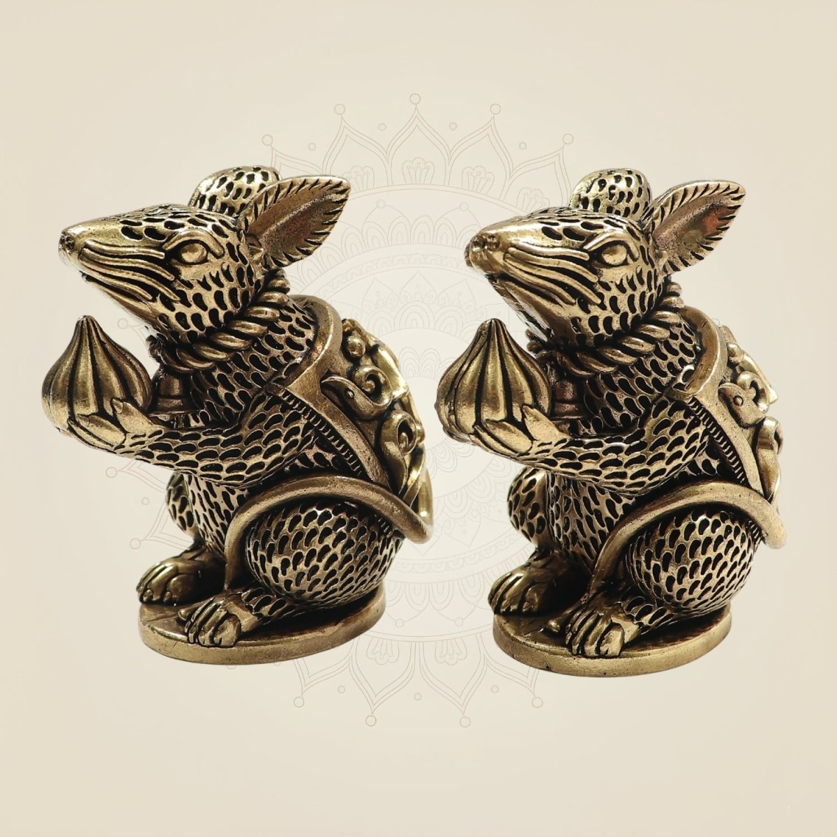 Brass Mushak Pair 3"– Sacred Companion for Ganesh Worship - Luxeartisanship