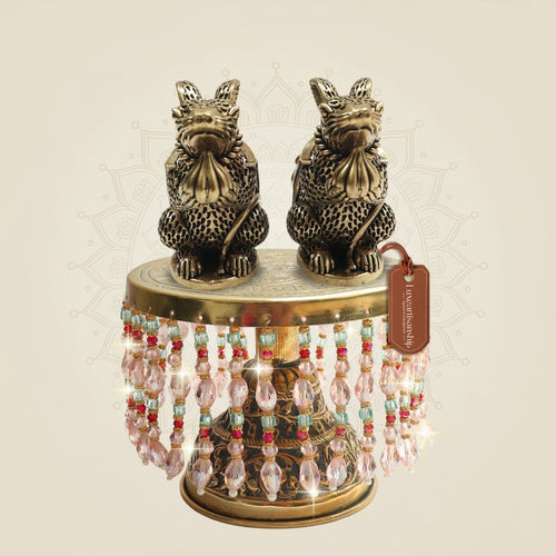 Brass Mushak Pair with Chowki Base Symbol of Ganesh Vahan 7"