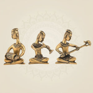 Brass Musician Figurines Set of 3