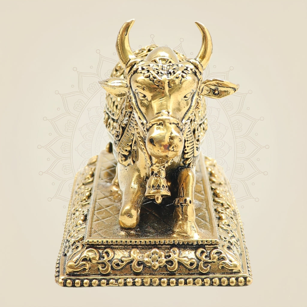 3″ Handcrafted Nandi Brass Statue – Spiritual Home Decor