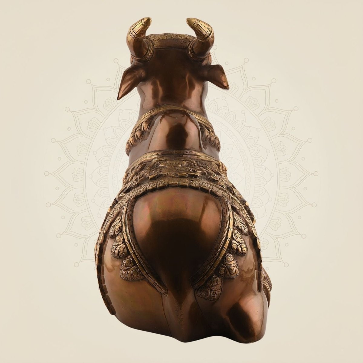 Brass Nandi Idol with Intricate Carving 13.5"