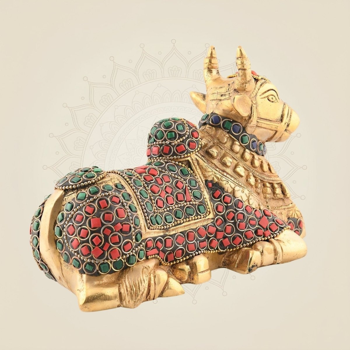 4.75″ – Shiva’s Gatekeeper with Multicolor Stone Brass Statue