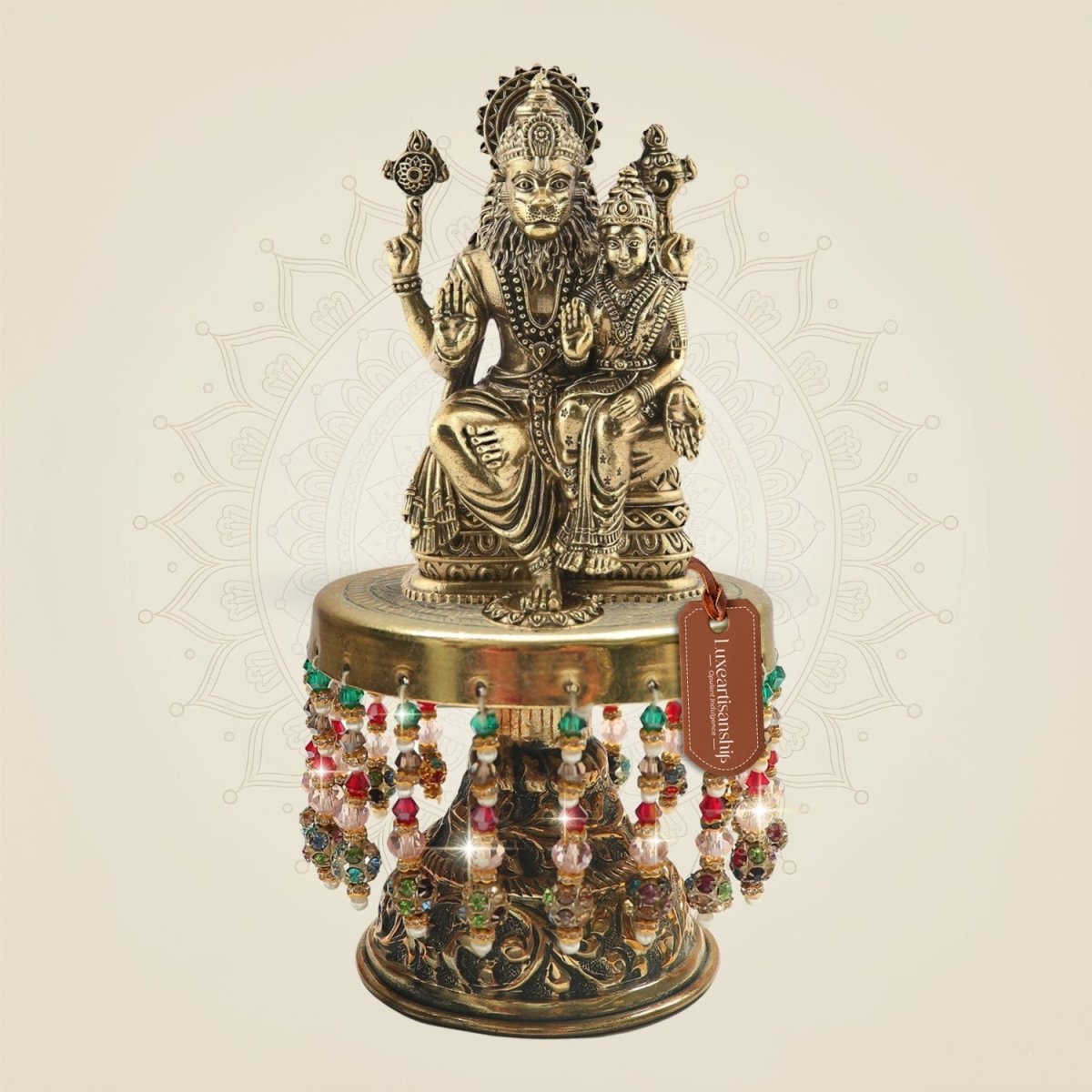 Brass Narasimha Lakshmi Idol on Chowki 6.5"– Balance of Power - Luxeartisanship