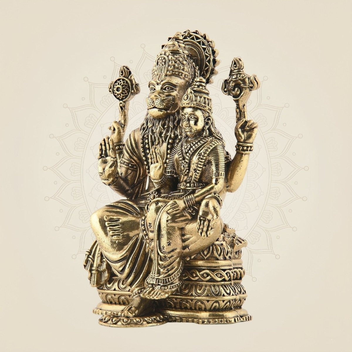 Brass Narasimha with Lakshmi Idol 4"