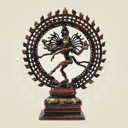 Brass Nataraja Idol - Dancing Shiva Statue 17" Traditional Artwork