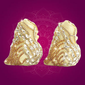 Brass Owl Pair Figurine Decorated with Rhinestones 3" - Luxeartisanship