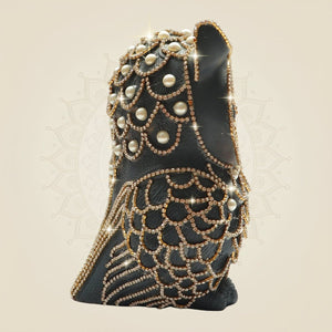 Brass Owl Showpiece 7" with Rhinestone Work for Decor and Vastu - Luxeartisanship