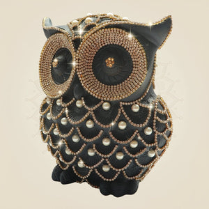 Brass Owl Showpiece 7" with Rhinestone Work for Decor and Vastu - Luxeartisanship