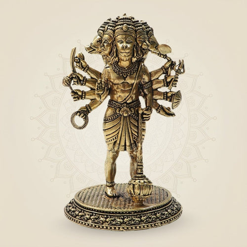 Brass Panchmukhi Hanuman Idol 4.75" – Powerful Protection & Divine Strength