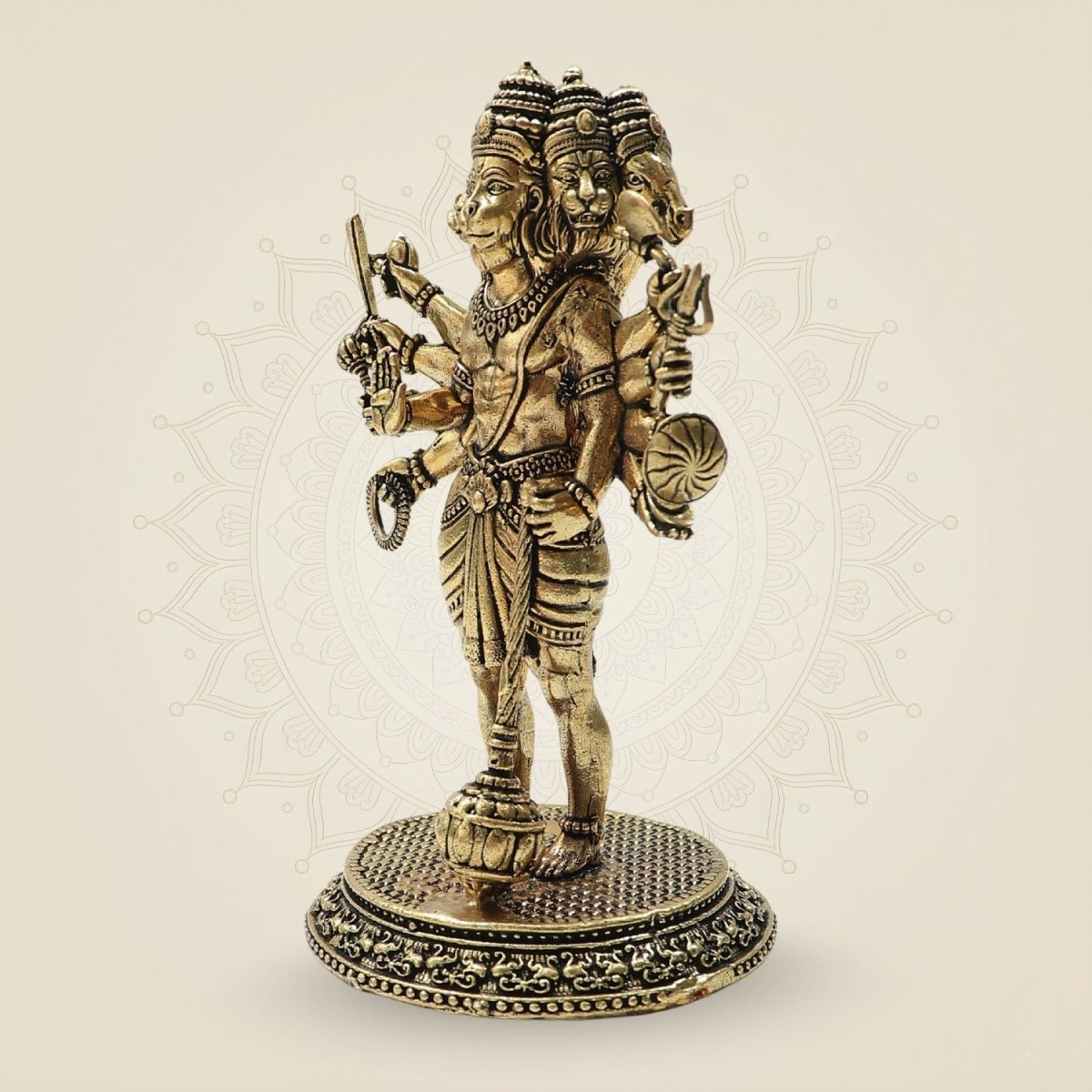Brass Panchmukhi Hanuman Idol 4.75" – Powerful Protection & Divine Strength - Luxeartisanship