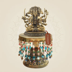 Brass Panchmukhi Hanuman on Chowki 7"– Guardian Form - Luxeartisanship