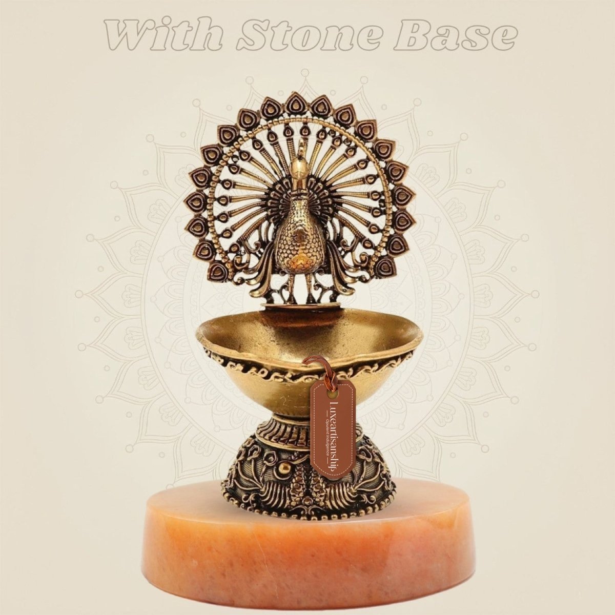 Brass Peacock Diya 4"– Handcrafted Oil Lamp for Hindu Rituals and Festive Décor - Luxeartisanship