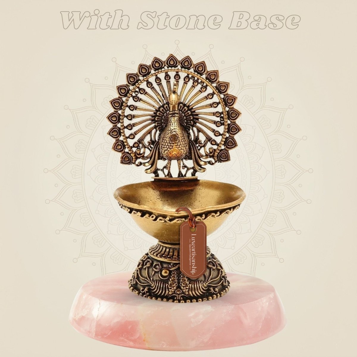 Brass Peacock Diya 4"– Handcrafted Oil Lamp for Hindu Rituals and Festive Décor - Luxeartisanship