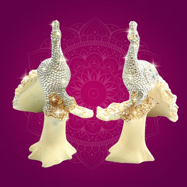 Brass Peacock Showpiece with Multicolour Jewellery Stone Work 8