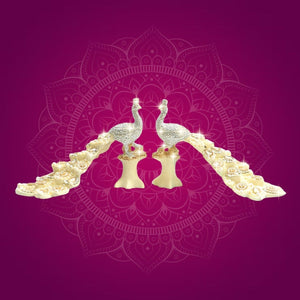 Brass Peacock Showpiece with Multicolour Jewellery Stone Work 8" - Luxeartisanship