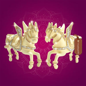 Brass Pegasus Flying Horse Figurine Set Adorned with Rhinestones - Luxeartisanship