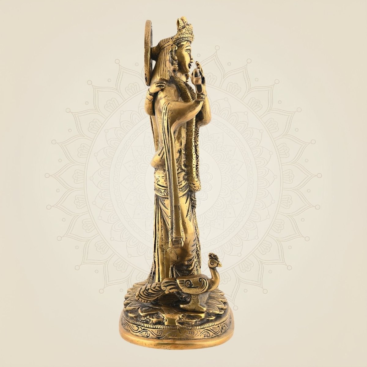 Brass Vrindavan Couple Statue on Base