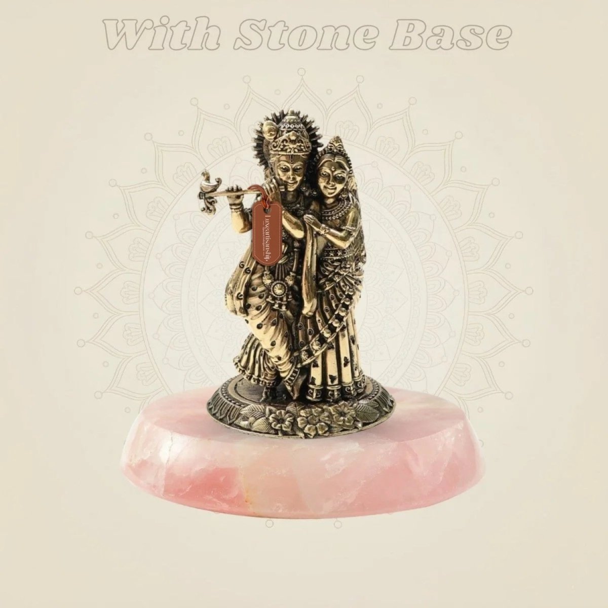 Brass Radha Krishna Idol 4"– Graceful Flute - Playing Murti for Home - Luxeartisanship
