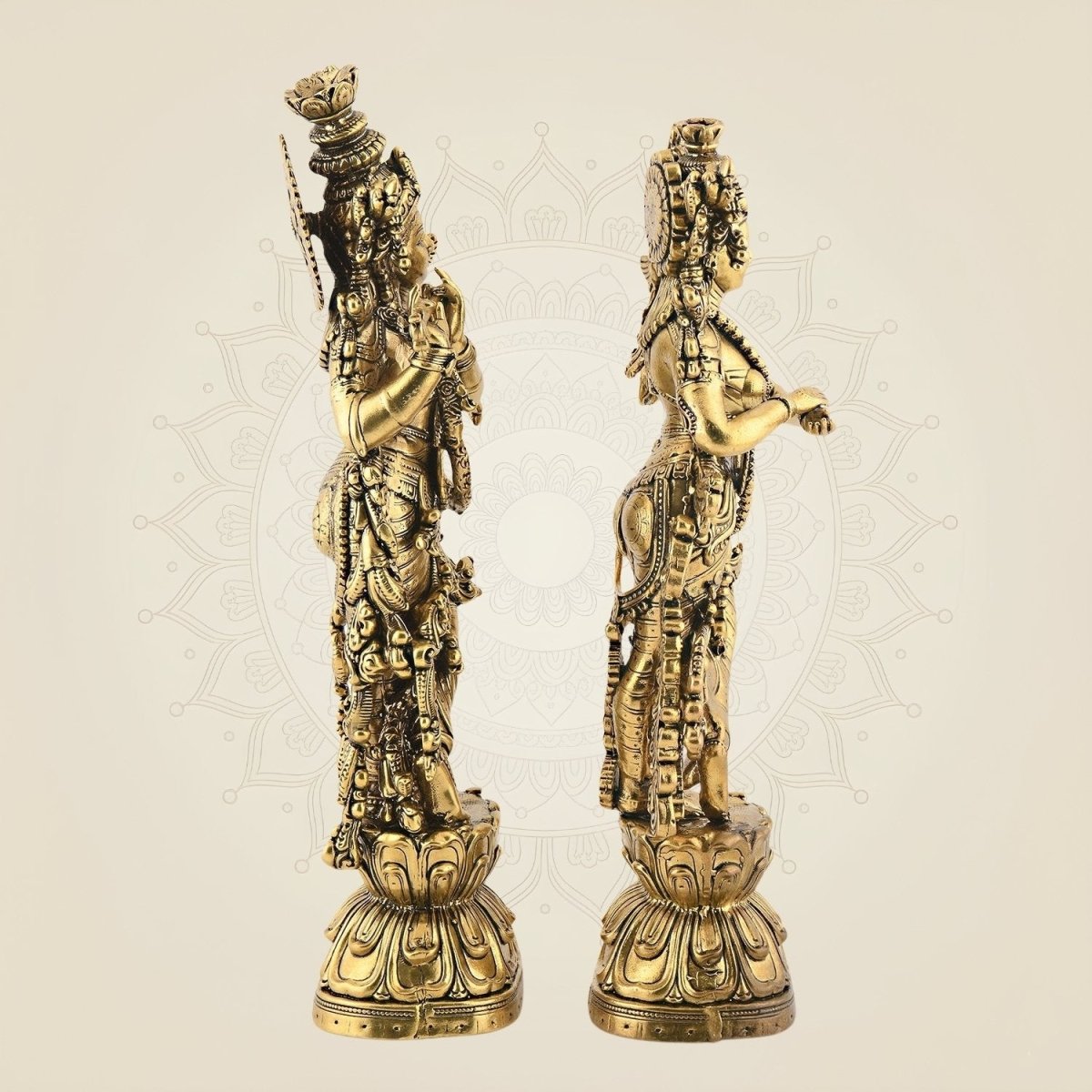 Brass Radha Krishna Idol for Aarti & Decor