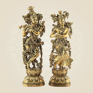 Brass Radha Krishna Idol 9.5"