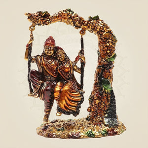 Brass Radha Krishna on Swing Statue for Home & Gifting