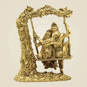 Brass Radha Krishna Romantic Jhula Idol