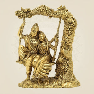Brass Radha Krishna on Swing Statue