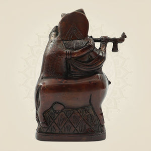 Brass Radha Krishna with Cow Idol 6" – Elegant Murti for Puja, Janmashtami & Home Décor - Luxeartisanship