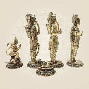 Brass Ram Darbar Idol 7" with Lord Rama, Sita, Lakshman & Hanuman - Luxeartisanship