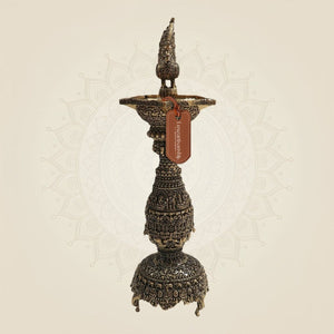 Brass Samai Diya with Peacock 12"– Classic Deepam - Luxeartisanship