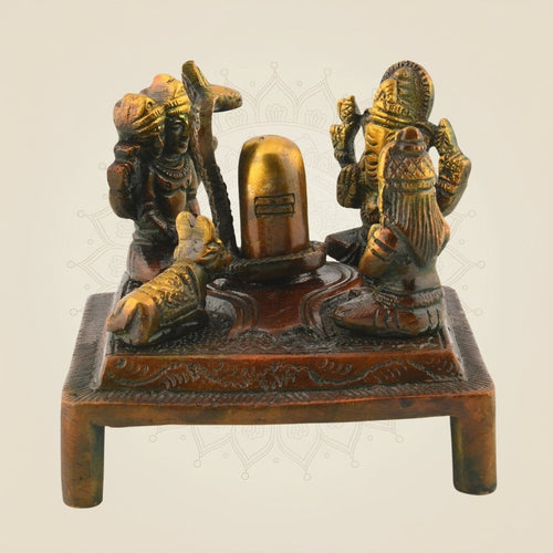 Brass Shiv Panchayat Idol 3.5" | Shiva Parvati Ganesh Spiritual Statue