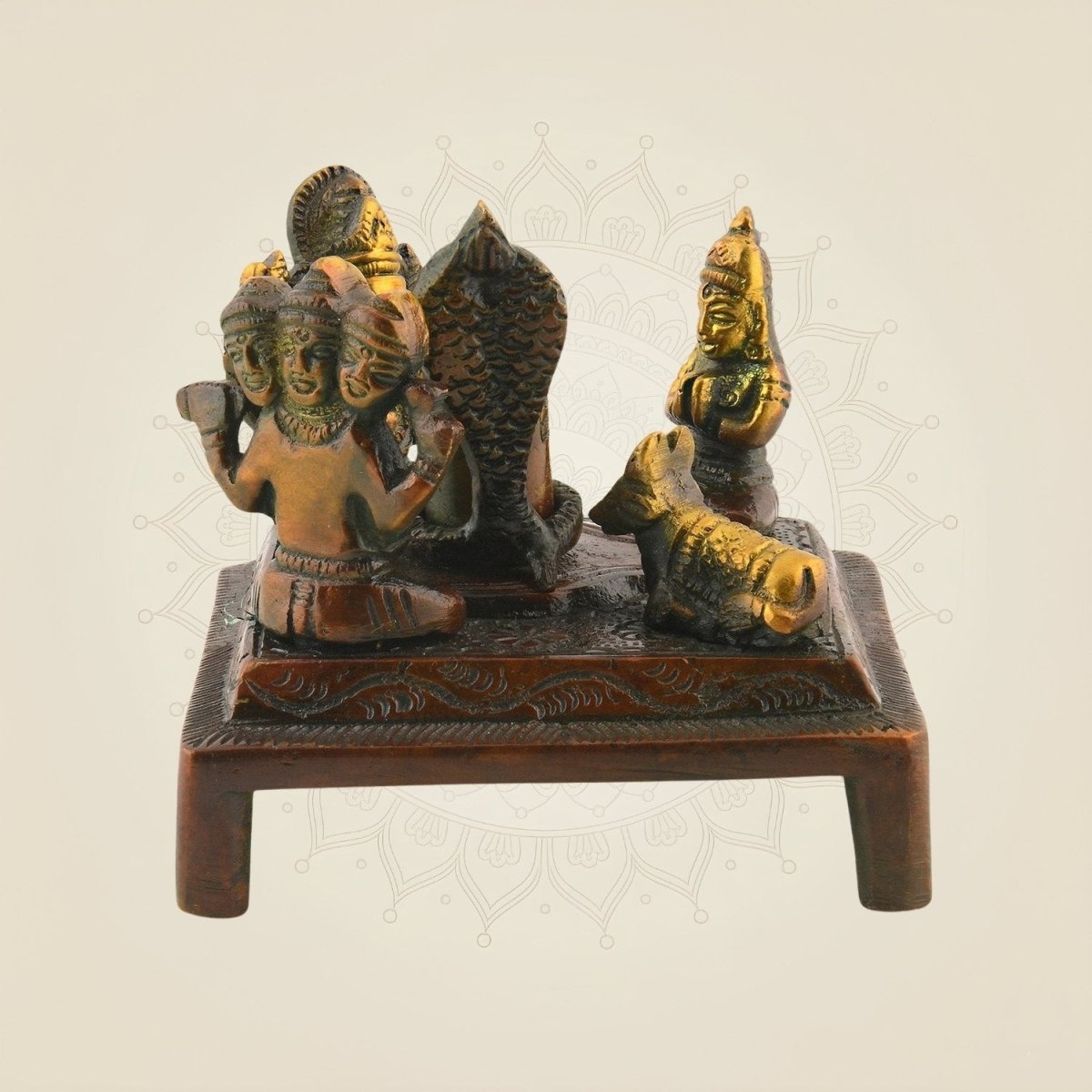 Brass Shiva Parvati Ganesh Spiritual Statue
